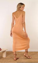 Load image into Gallery viewer, LONG KNITTED ORANGE V-NECK DRESS