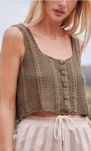 Load image into Gallery viewer, KAKI KNIT TANK TOP WITH BUTTONS