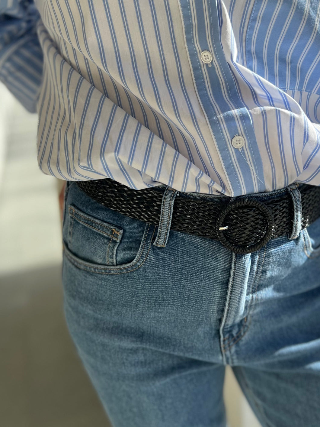 BLACK WOVEN BELT IRMA